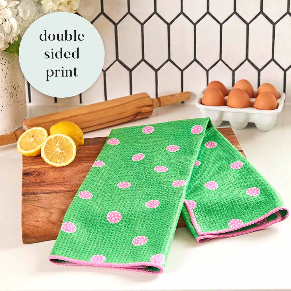 Pink Pickleballs Waffle Weave Kitchen Towel