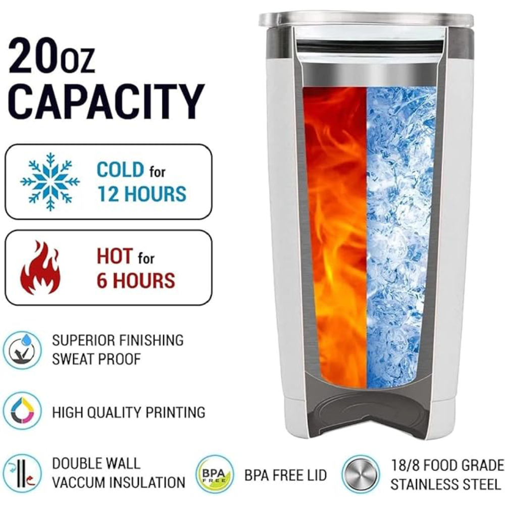 20oz Insulated Paddles Tumbler - White