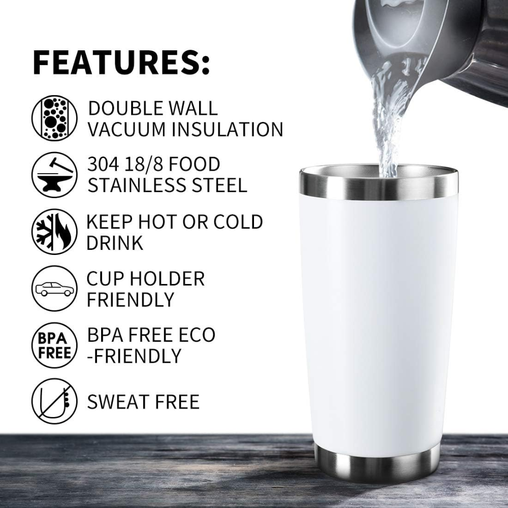 20oz Insulated Paddles Tumbler - White