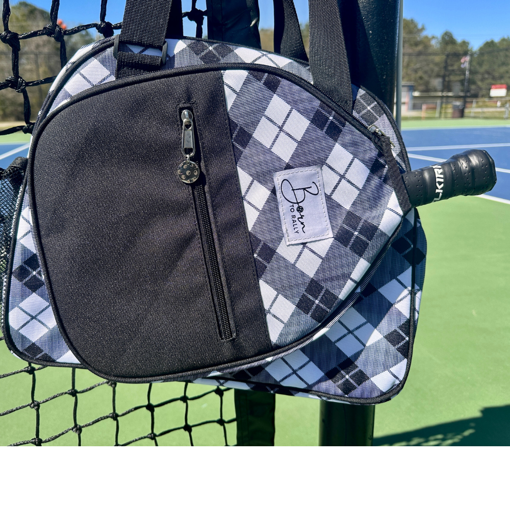 Premium Black Plaid Pickleball Bag