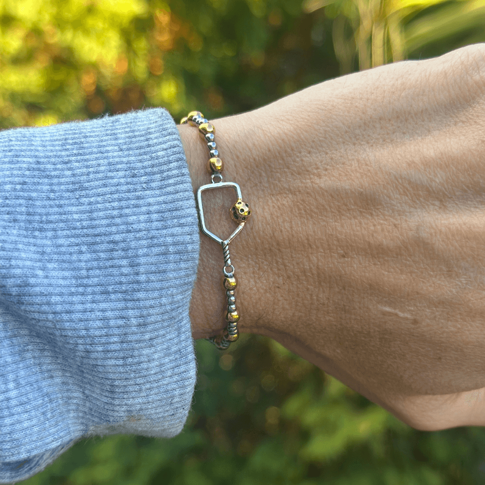 Two-Toned Strechy Pickleball Bracelet