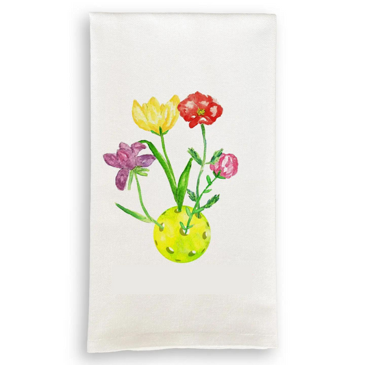 Pickleball with Flowers Dishtowel