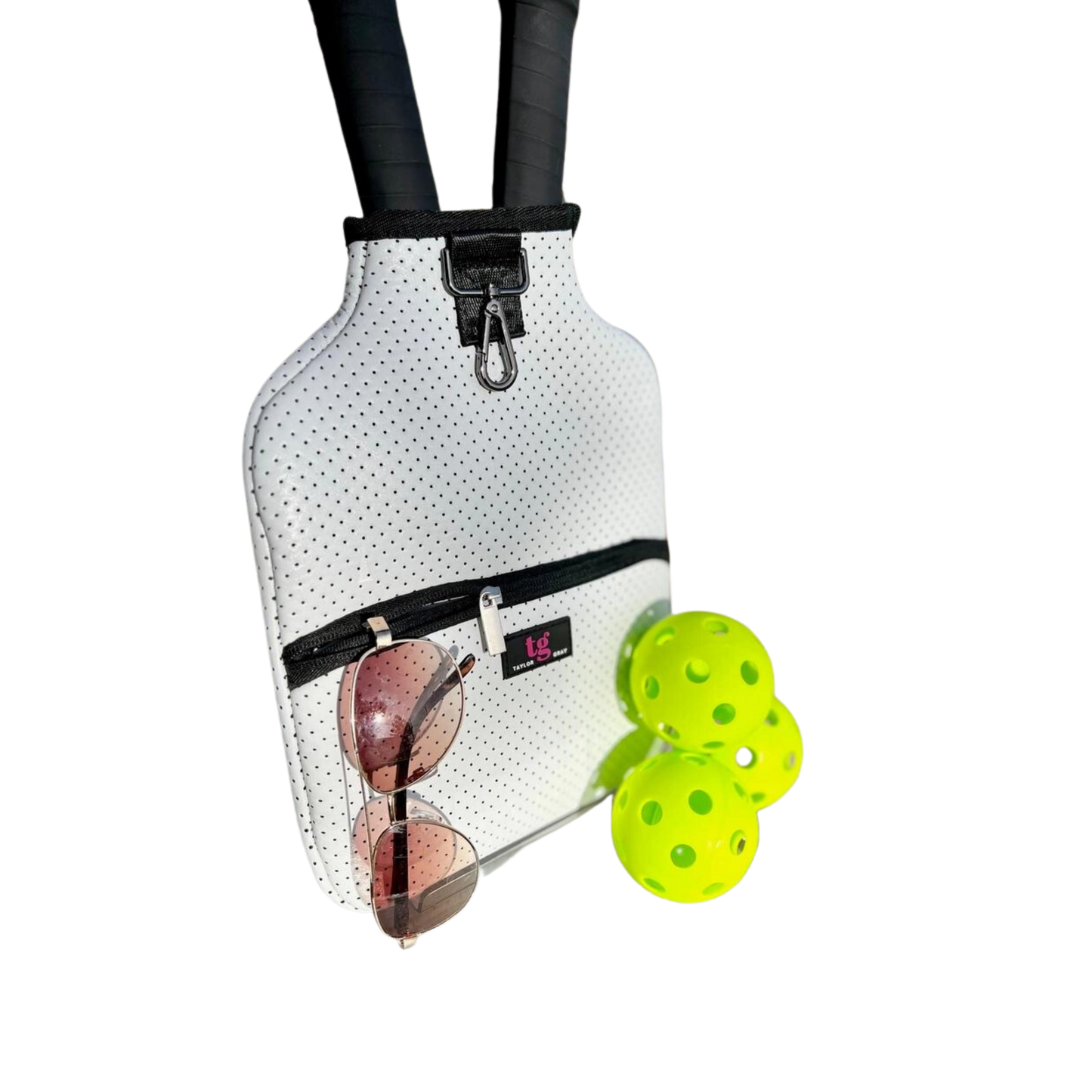 White Racing Stripe Pickleball Paddle Cover by Taylor Gray