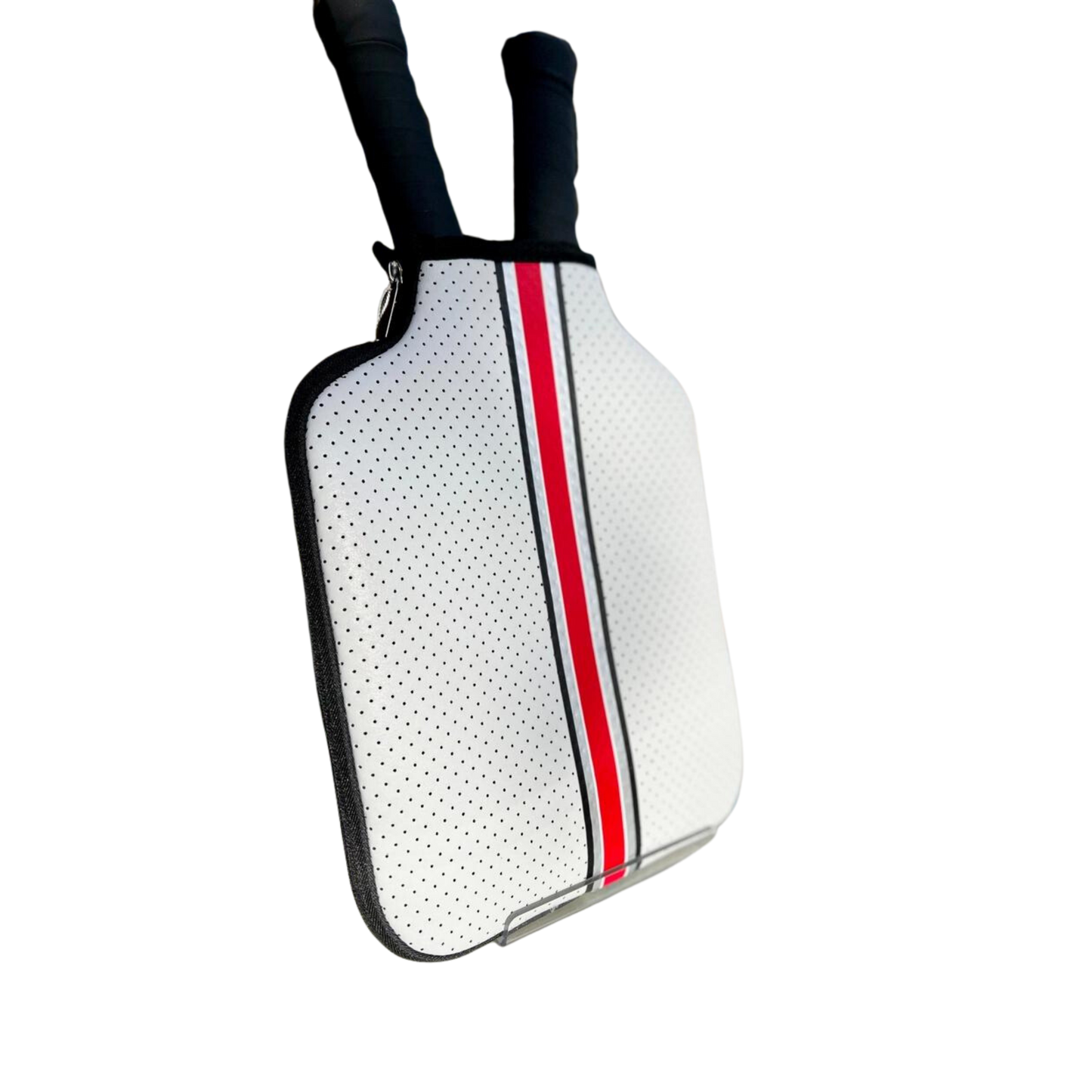 White Racing Stripe Pickleball Paddle Cover by Taylor Gray