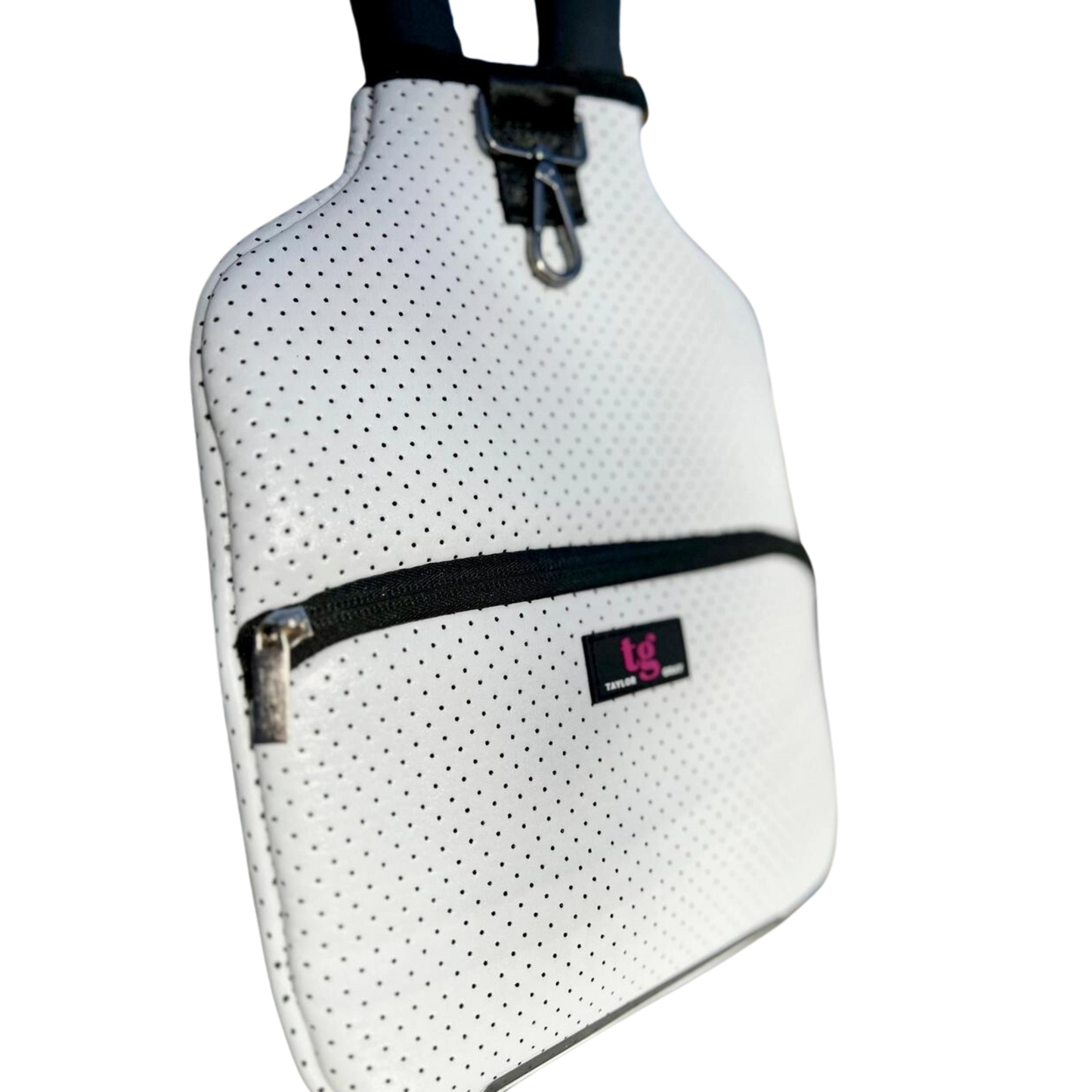 White Racing Stripe Pickleball Paddle Cover by Taylor Gray
