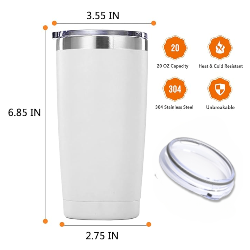 20oz Insulated Paddles Tumbler - White