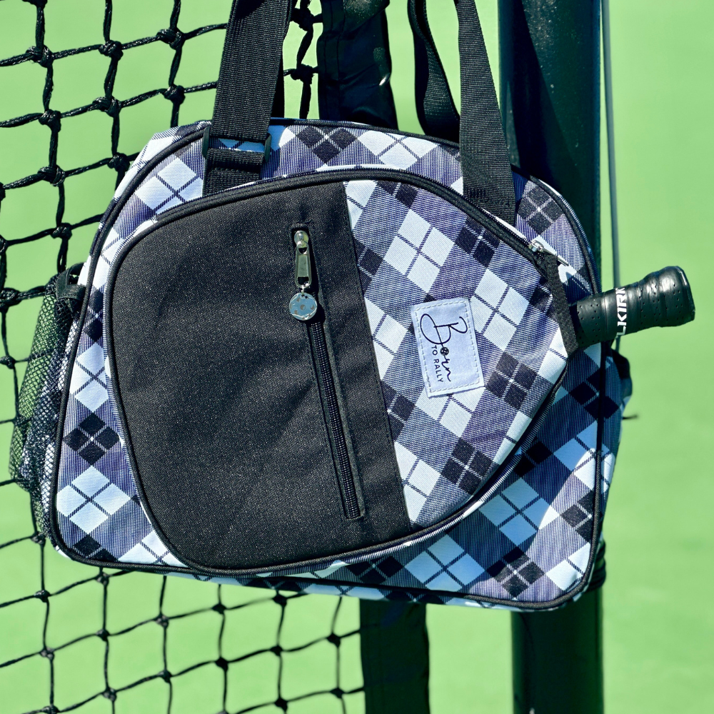 Premium Black Plaid Pickleball Bag
