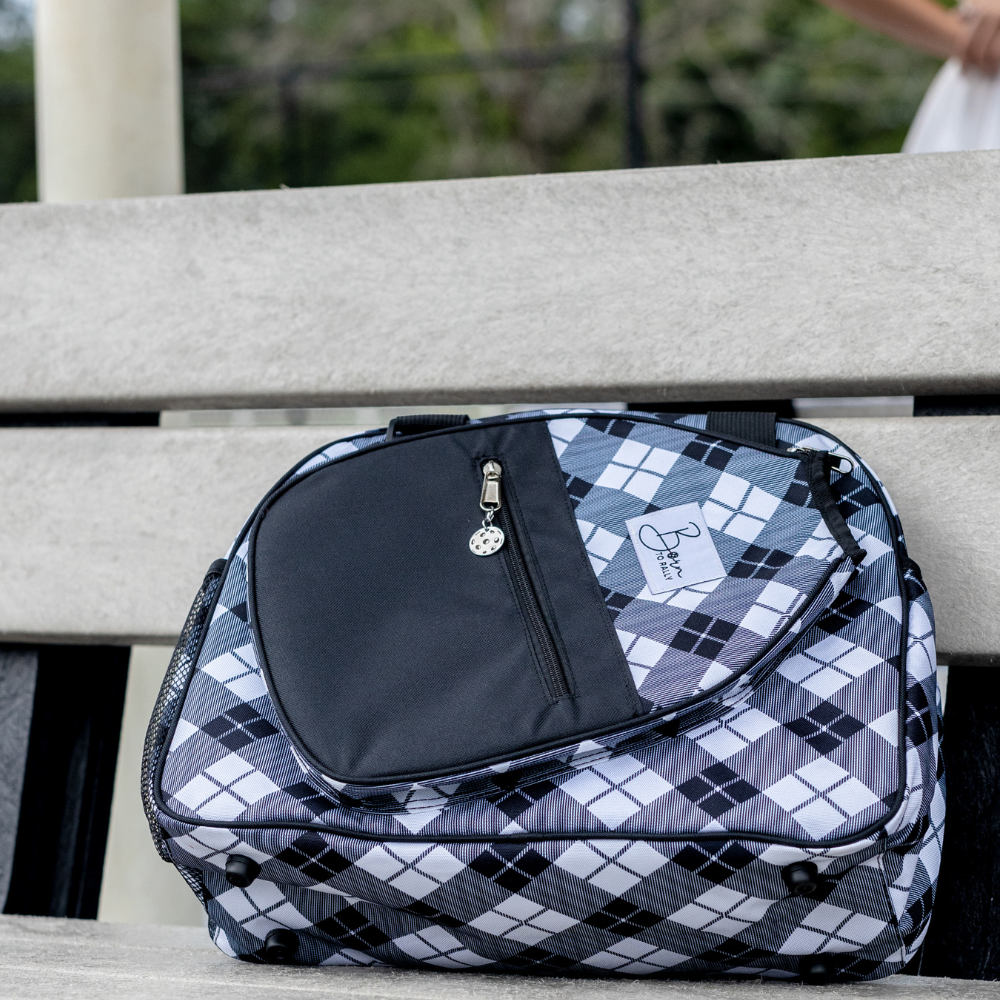 Premium Black Plaid Pickleball Bag