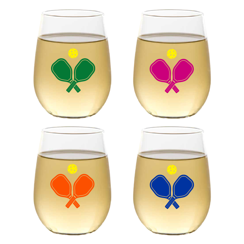 Pickleball Paddle Unbreakable Stemless Wine Glasses