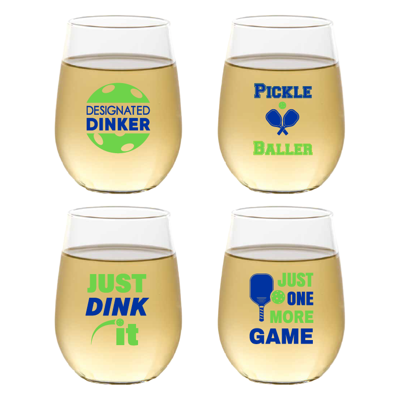 Pickleball Sayings Plastic Wine Glasses