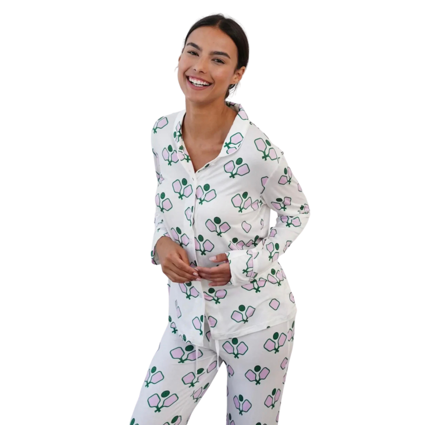 "Dreamin' of Pickleball" Toss Pajama Set - Long