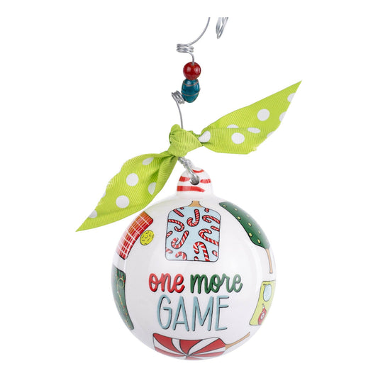 "One More Game" Ceramic Pickleball Ornament