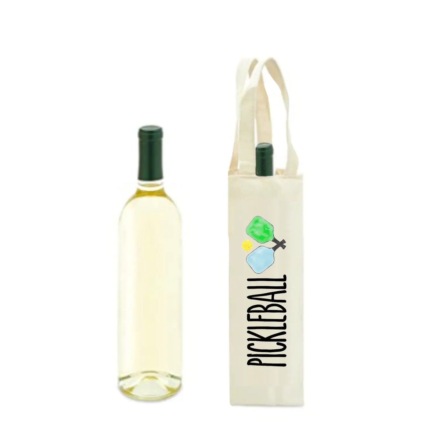 Canvas Pickleball Wine or Ball Tote Gift Bag