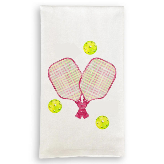 Pink Pickleball Paddles Dishtowel