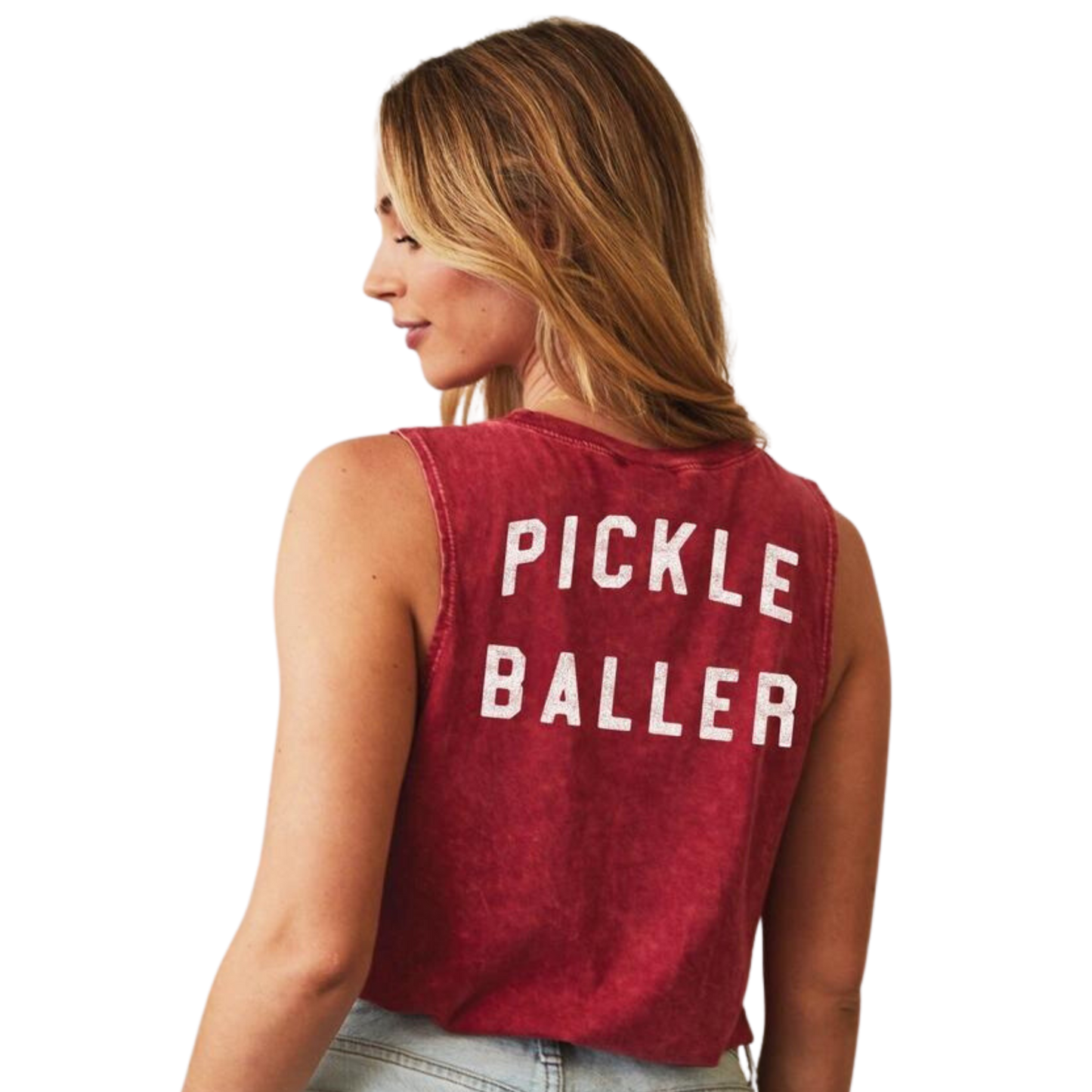 PICKLE BALLER Cropped Relaxed-Fit Tank Top - Asst. Colors