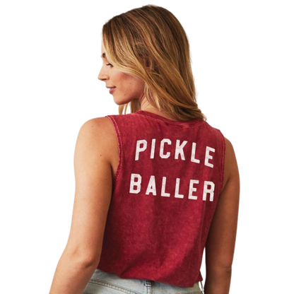 PICKLE BALLER Cropped Relaxed-Fit Tank Top - Asst. Colors