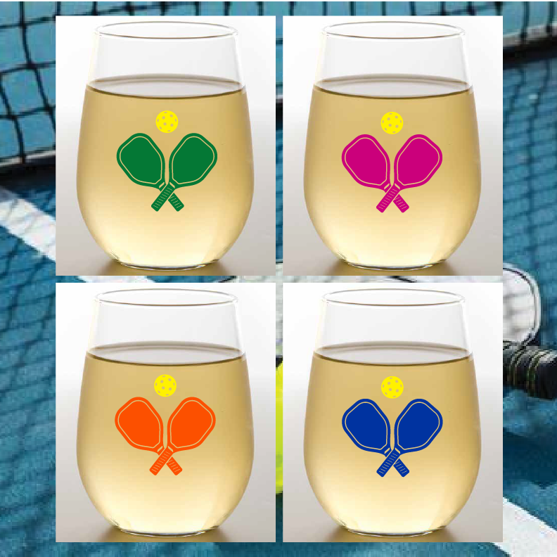 Pickleball Paddle Unbreakable Stemless Wine Glasses