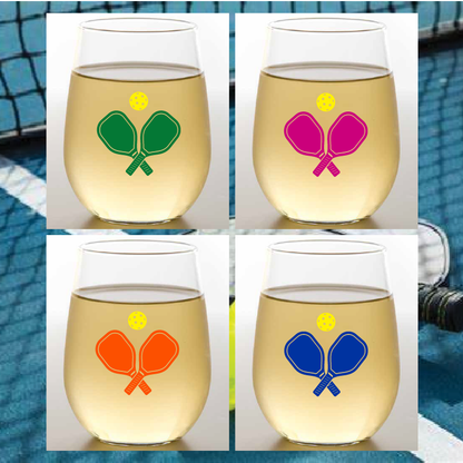 Pickleball Paddle Unbreakable Stemless Wine Glasses