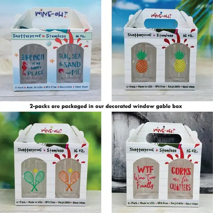 Pickleball Paddle Unbreakable Stemless Wine Glasses