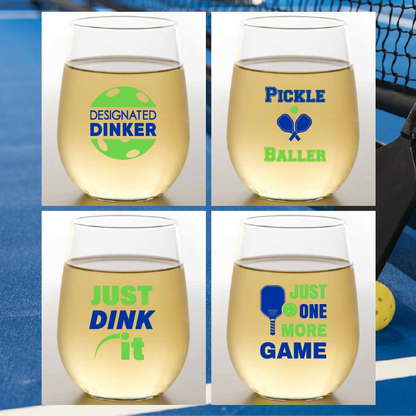 Pickleball Sayings Plastic Wine Glasses