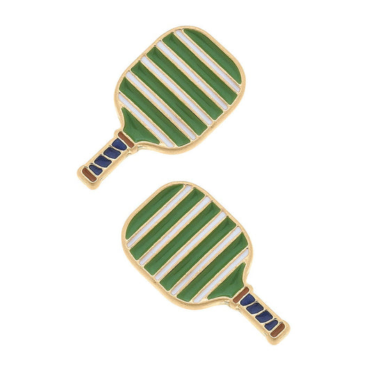 Pickleball Paddle Stud Earrings in Green